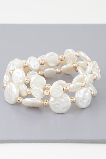 Triple Pearl Stone Beaded Bracelet