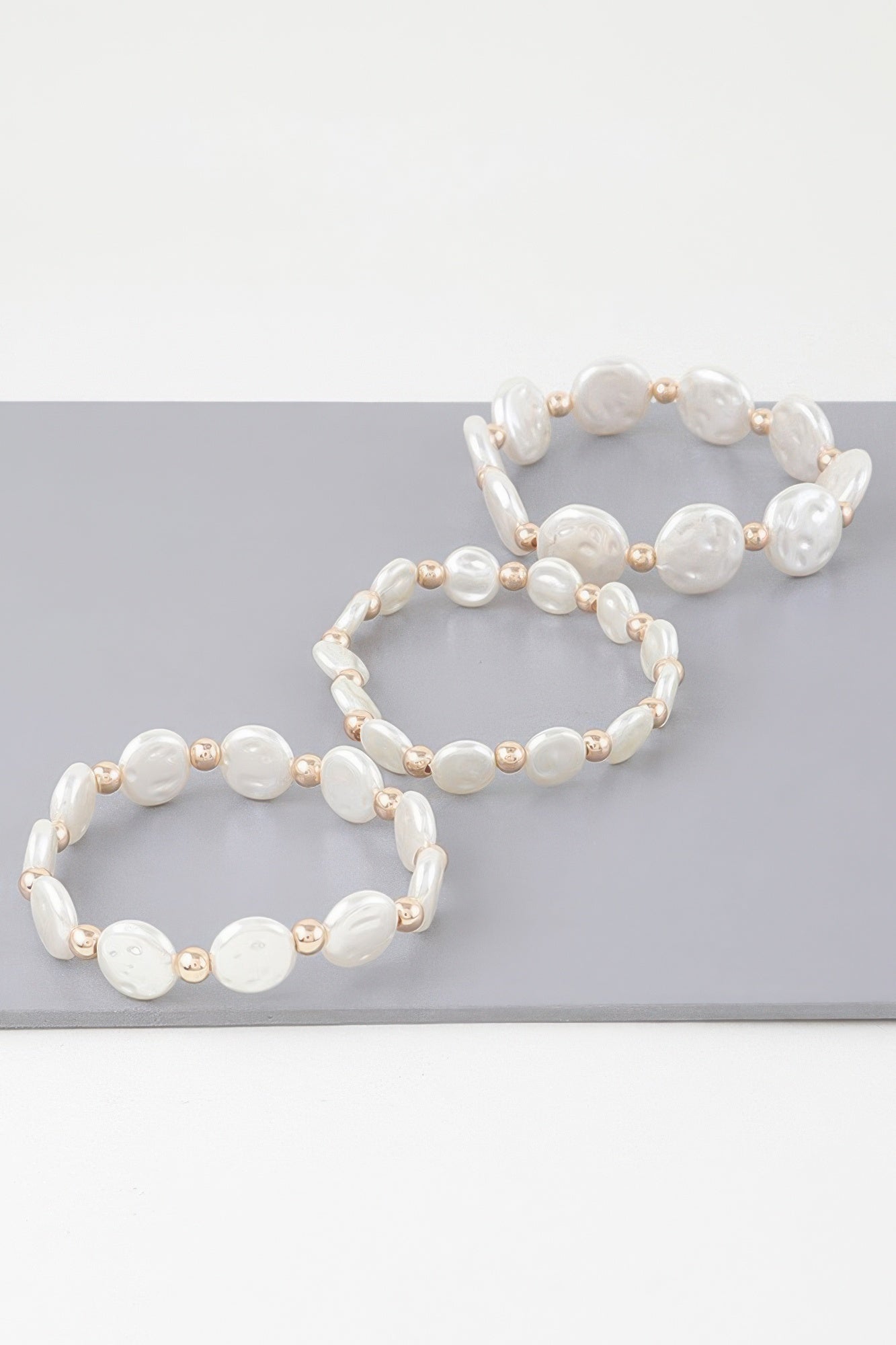 Triple Pearl Stone Beaded Bracelet
