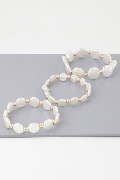 Triple Pearl Stone Beaded Bracelet