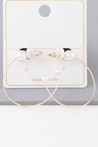 Shiny Delicate Pearl Hoop Earrings