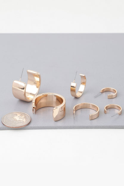 Multi Shiny Modern Hoop Earrings Set