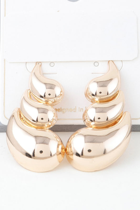 Shiny Curved Teardrop Earrings