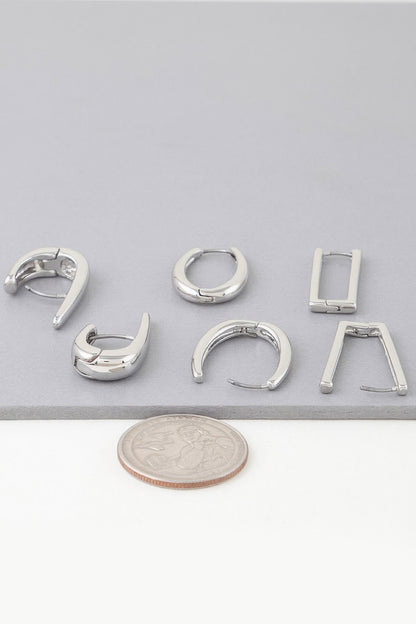 Multi Shiny Modern Hoop Earrings Set