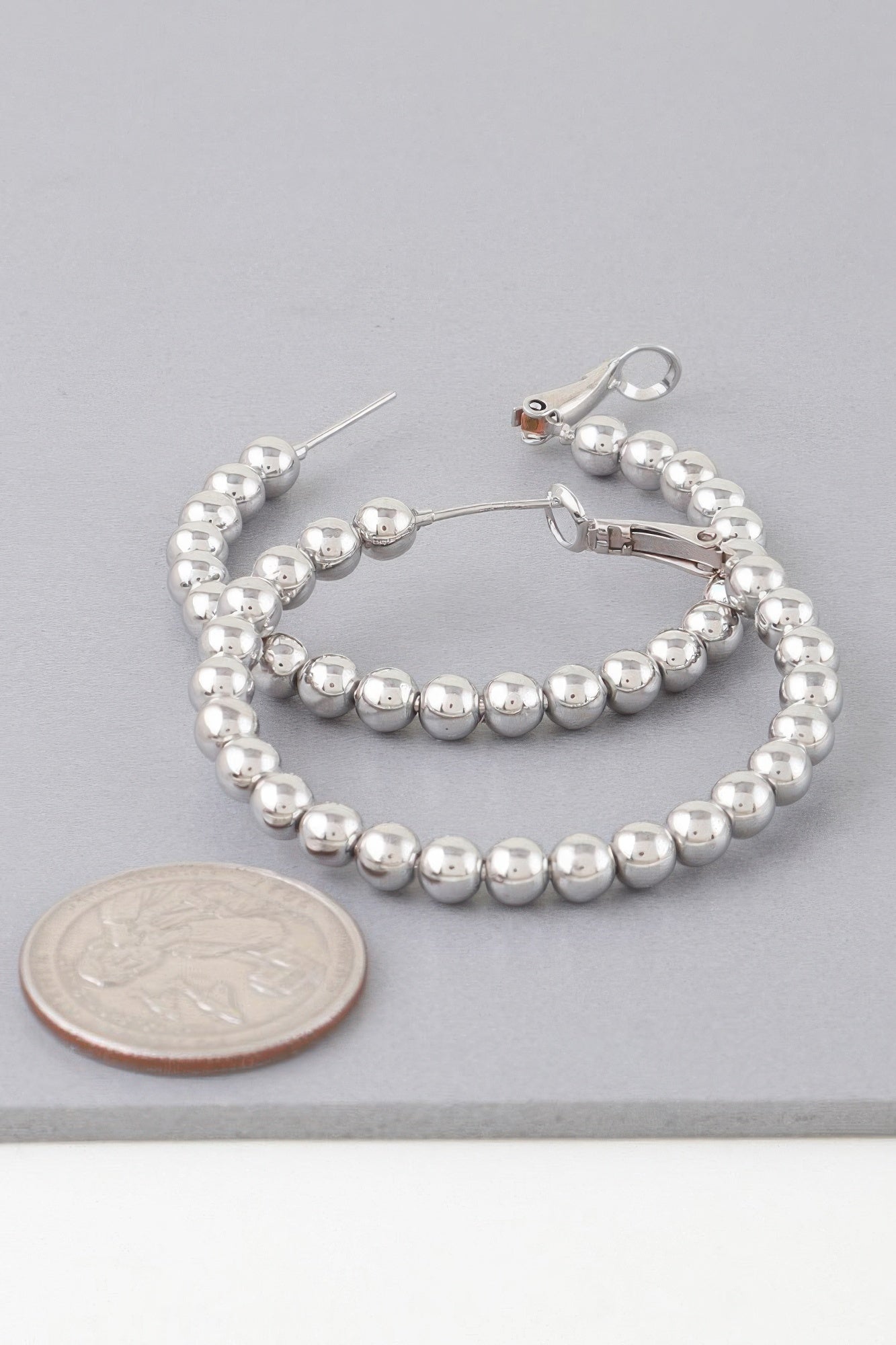 Shiny Beaded Hoop Earrings