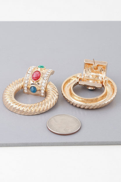 Bejeweled Twisted Hoop Drop Earrings