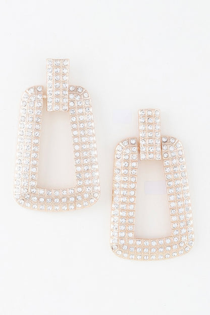 Triple Rhinestone Frame Earrings