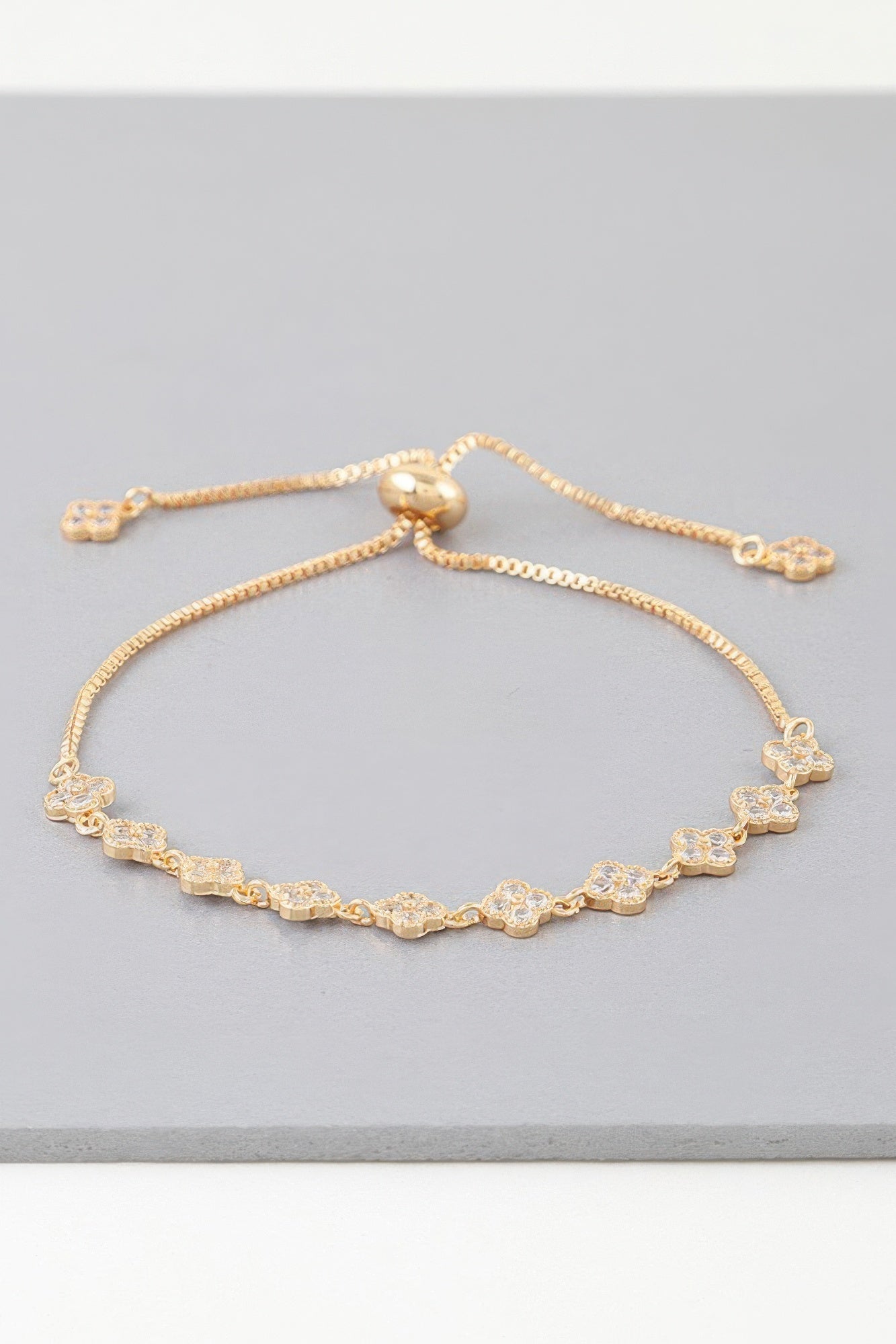 Jeweled Clover Chain Bracelet