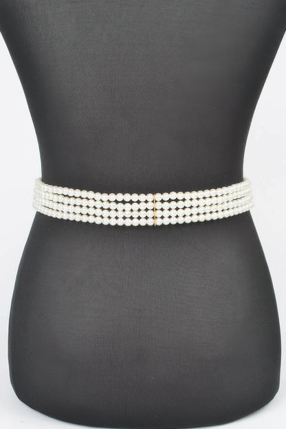 Oversized Flower Pearl Elastic Belt