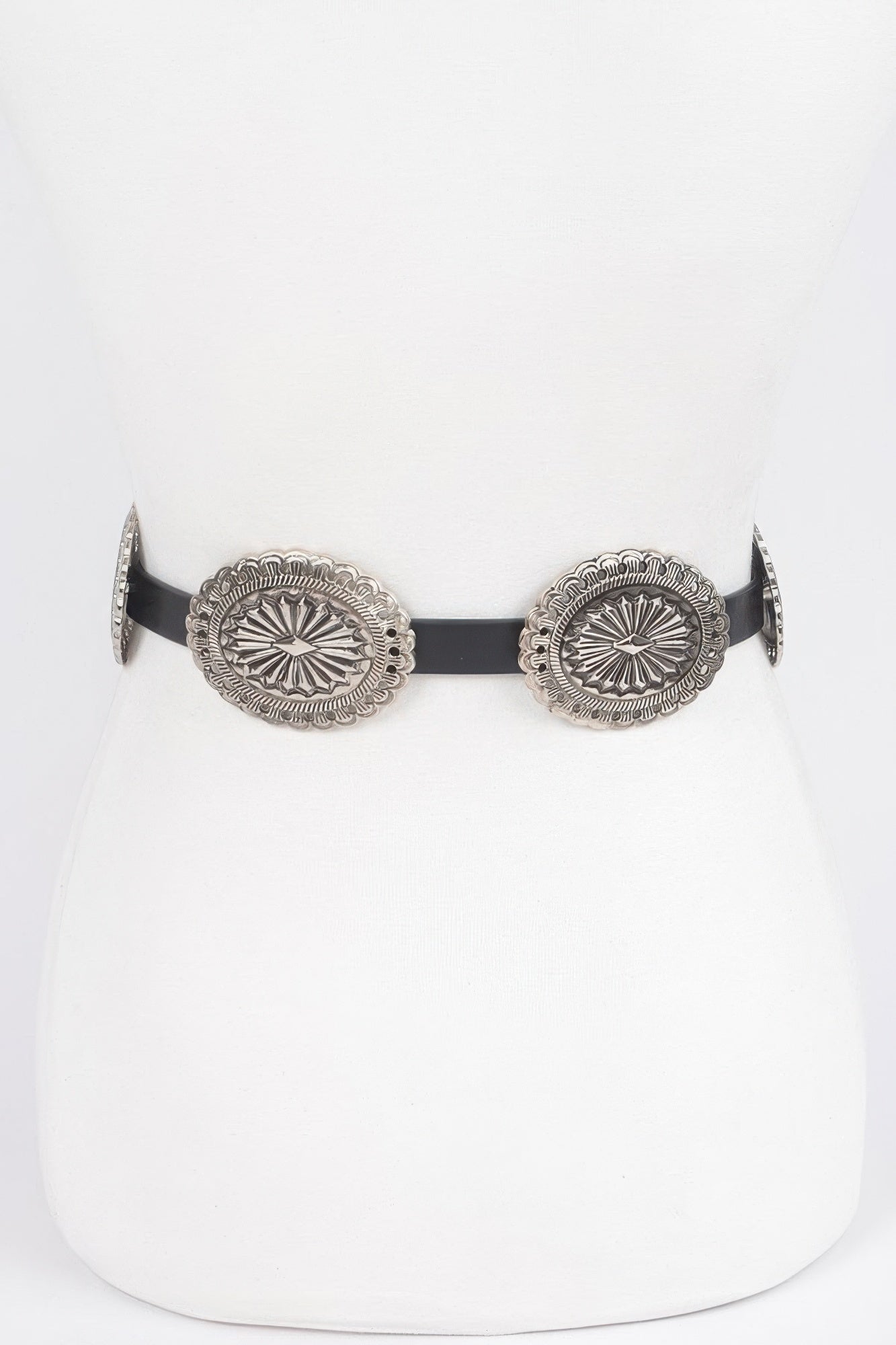 Faux Leather Western Style Multi Metal Belt