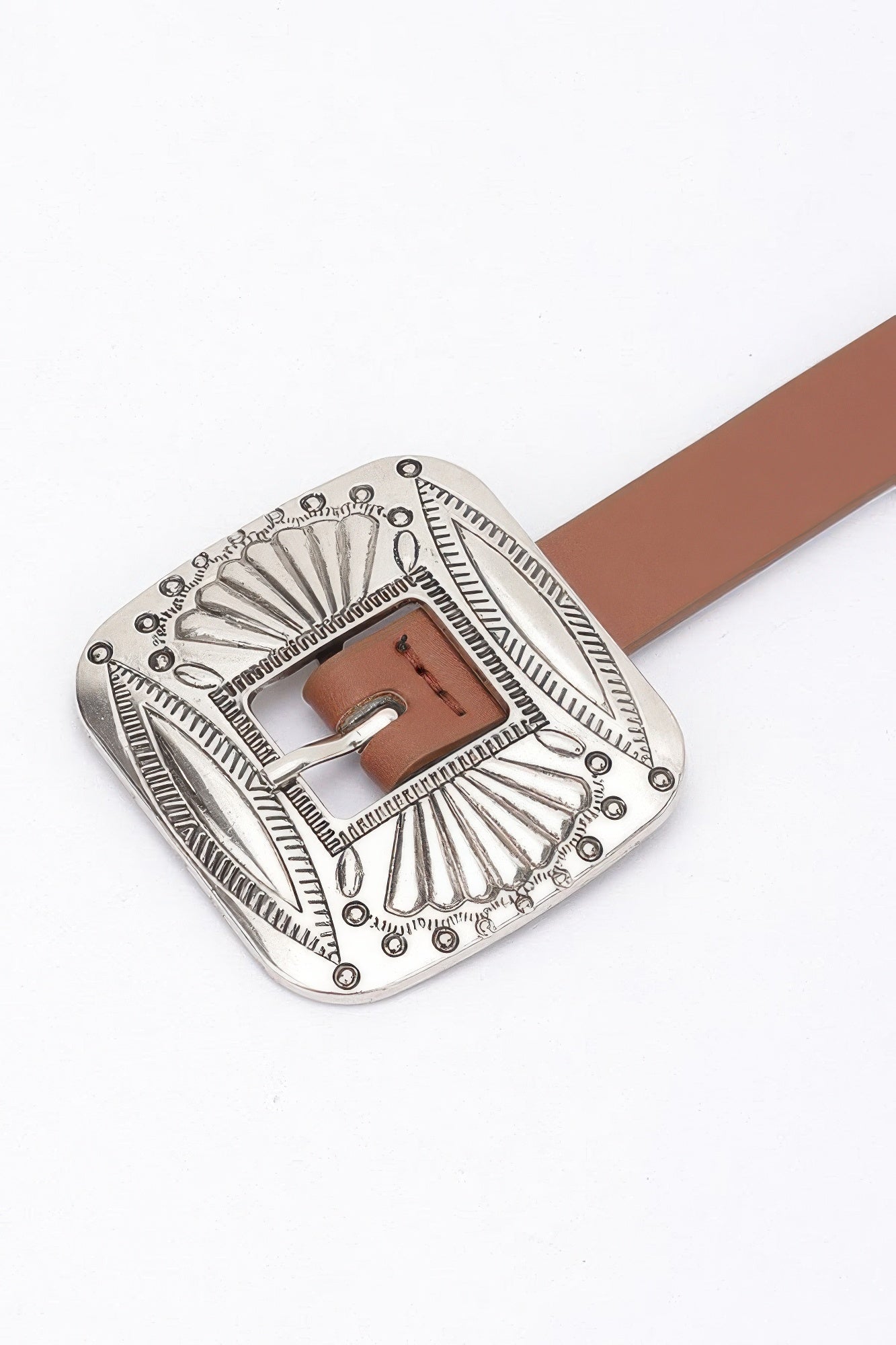 Faux Leather Western Style Multi Metal Belt