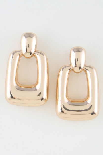 Shiny Modern Frame Drop Earrings