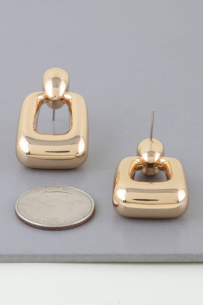 Shiny Modern Frame Drop Earrings