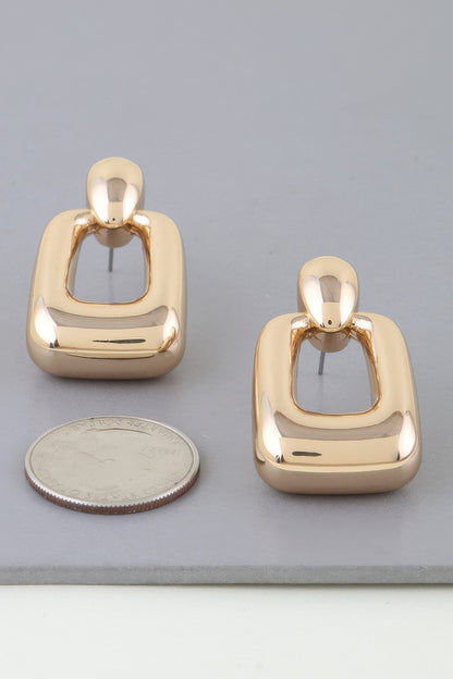 Shiny Modern Frame Drop Earrings