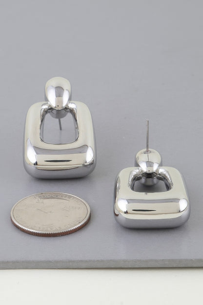 Shiny Modern Frame Drop Earrings