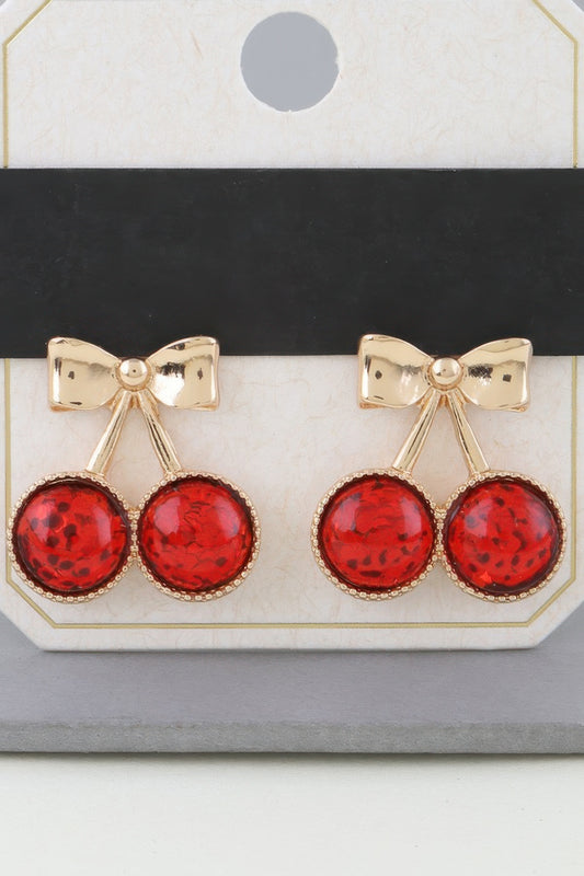 Sequin Cherry Ribbon Earrings