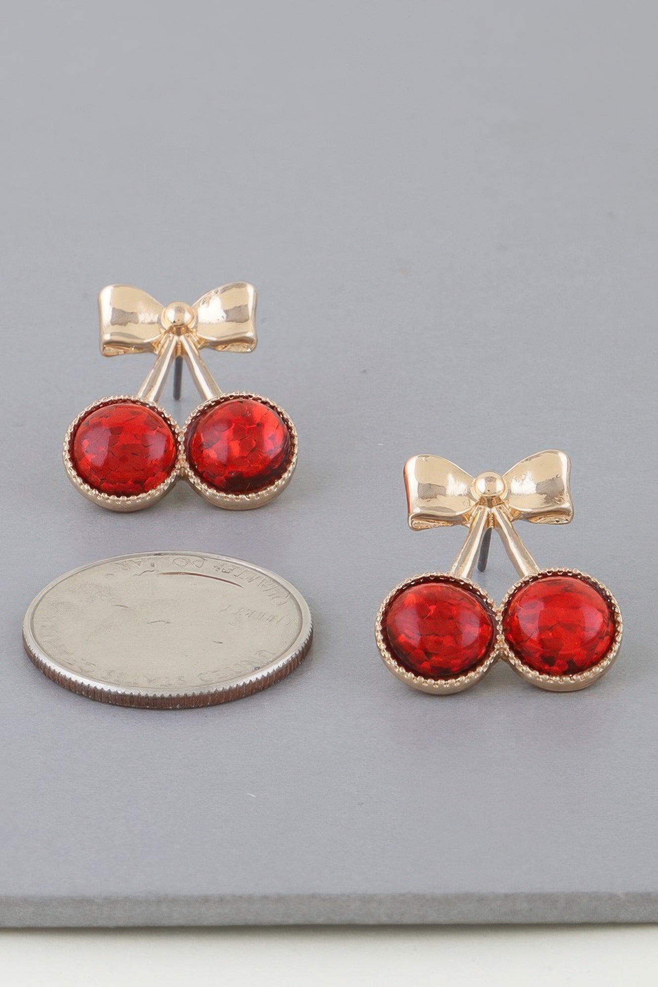 Sequin Cherry Ribbon Earrings