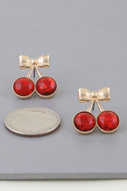 Sequin Cherry Ribbon Earrings