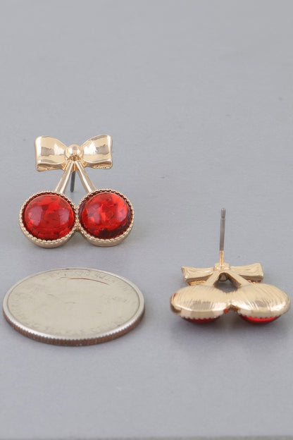 Sequin Cherry Ribbon Earrings