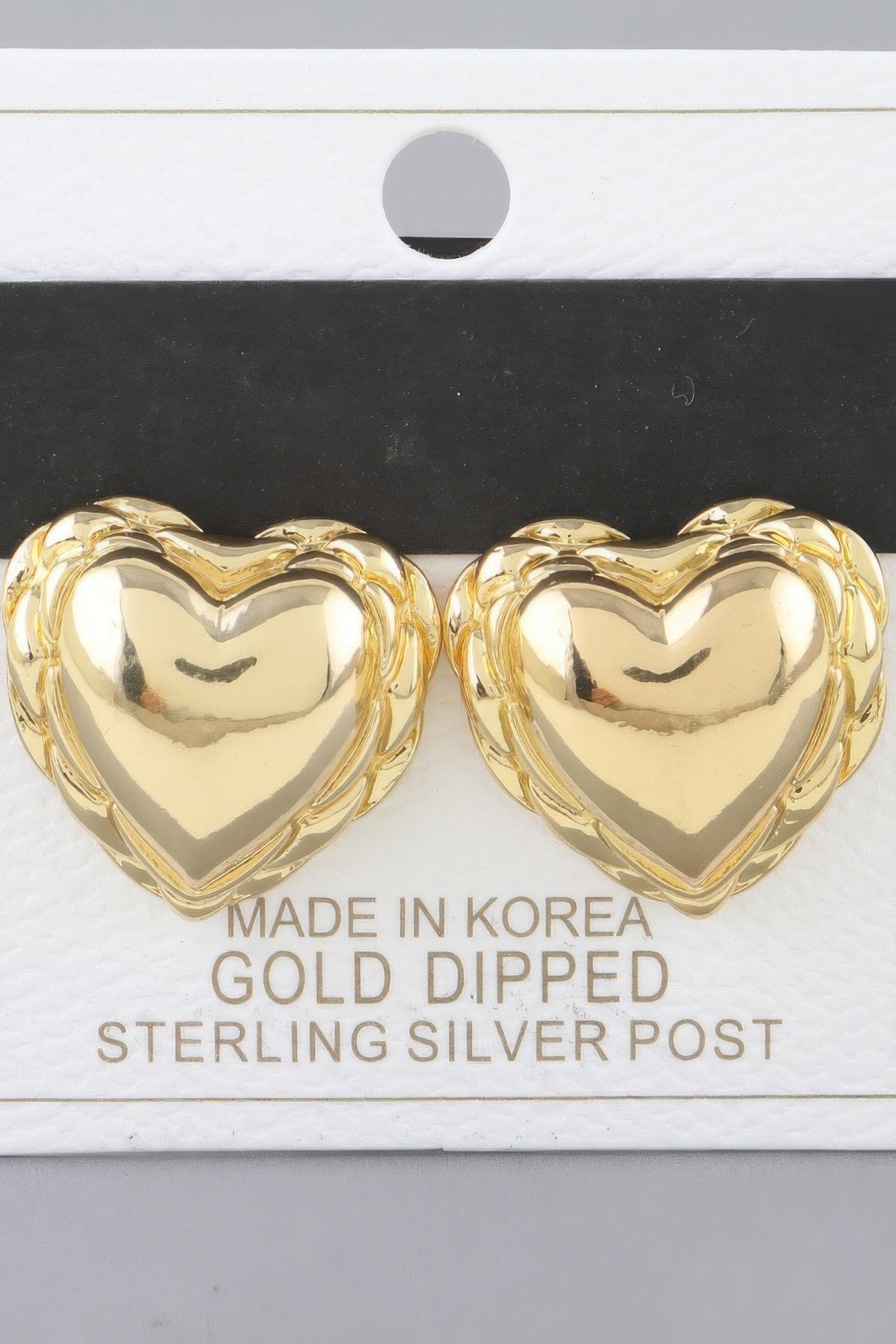 Shiny Braided Heart Stud Earrings