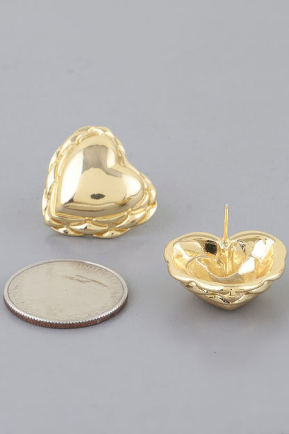 Shiny Braided Heart Stud Earrings
