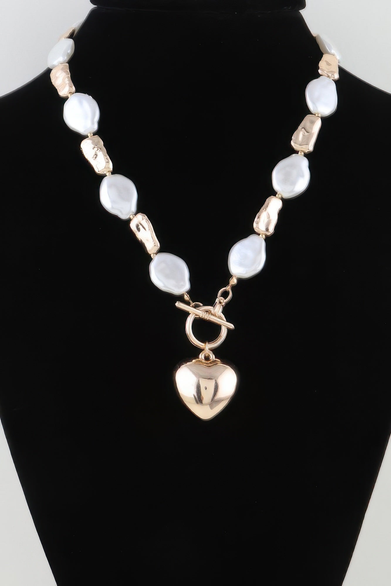 Multi Stone Heart Toggle Necklace