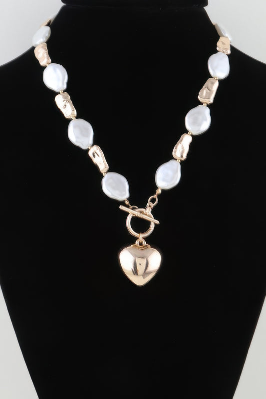 Multi Stone Heart Toggle Necklace