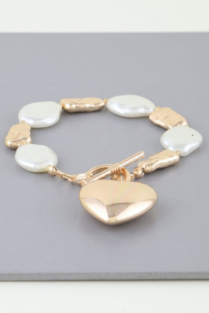 Multi Stone Heart Toggle Bracelet