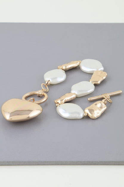 Multi Stone Heart Toggle Bracelet