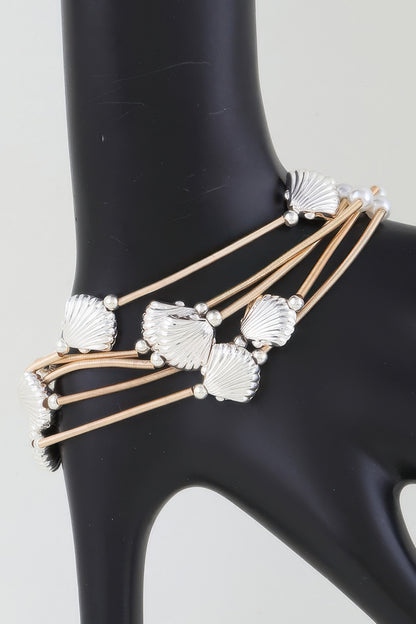 Multi Seashell Coil Bracelet