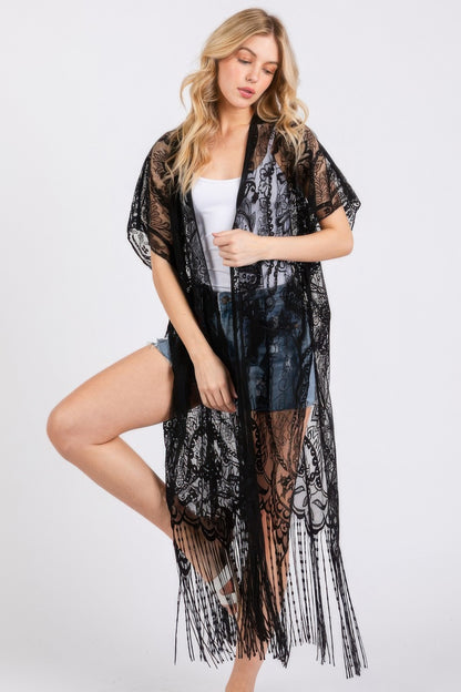 Elegant Lace Fringe Cover Up Kimono