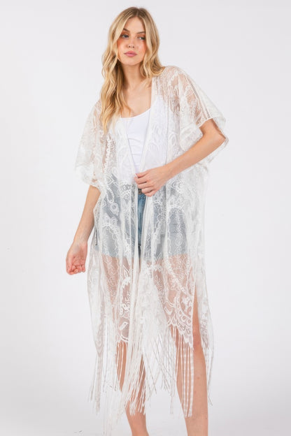 Elegant Lace Fringe Cover Up Kimono