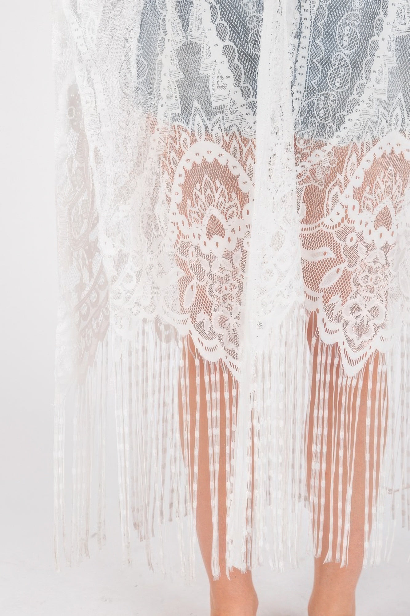 Elegant Lace Fringe Cover Up Kimono