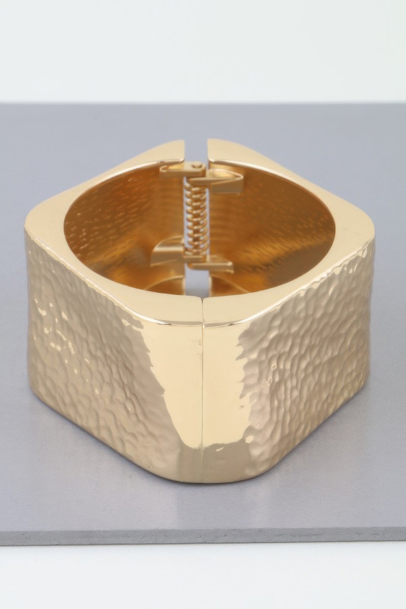 Hammered Wide Cubic Cuff Bracelet