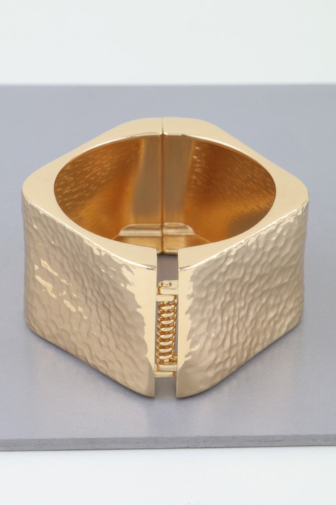 Hammered Wide Cubic Cuff Bracelet