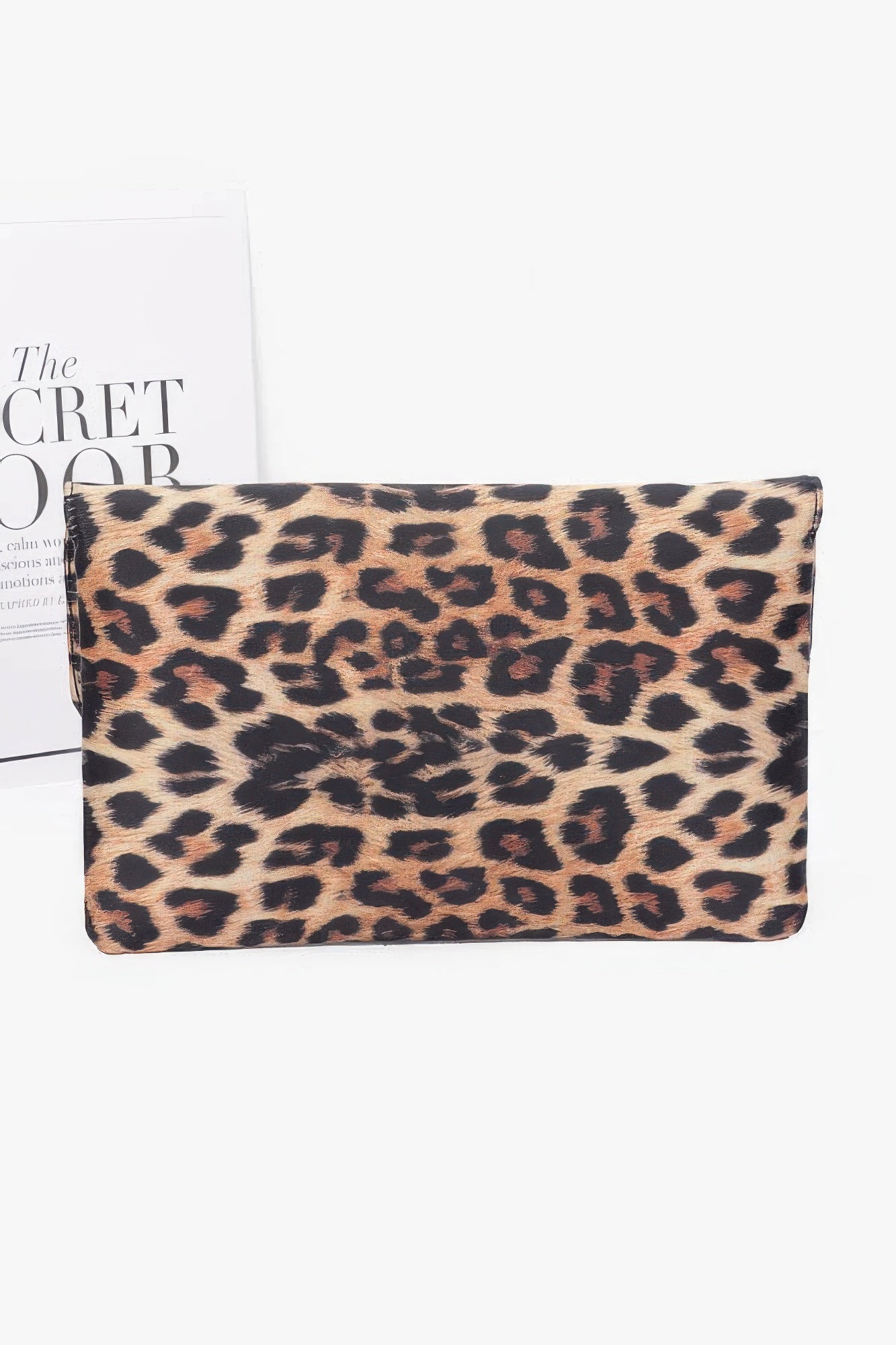 Nylon Leopard Metal Studded Clutch Bag