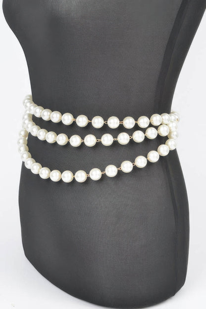 Multi Layered Pearl Chain Belt