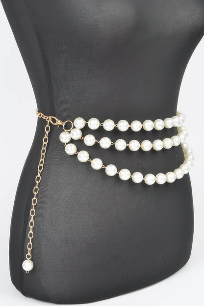 Multi Layered Pearl Chain Belt