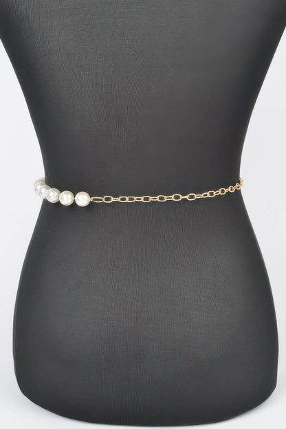 Multi Layered Pearl Chain Belt