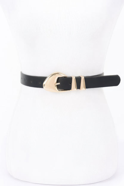 Faux Leather Multi Metal Buckle Belt