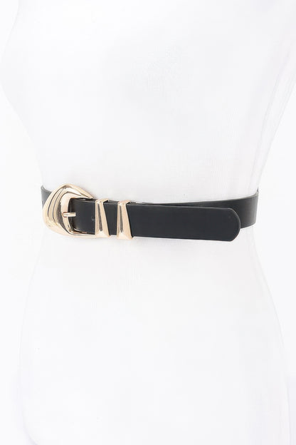 Faux Leather Multi Metal Buckle Belt