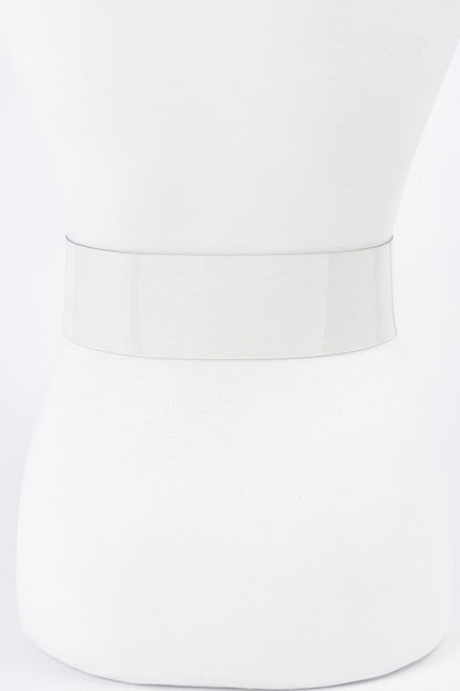 Rectangle Metal Buckle Clear Belt