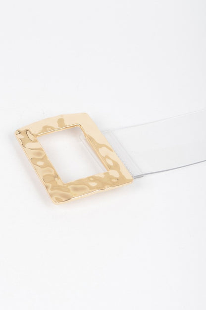 Rectangle Metal Buckle Clear Belt