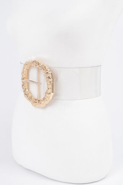 Big Vintage Round Metal Buckle Clear Belt