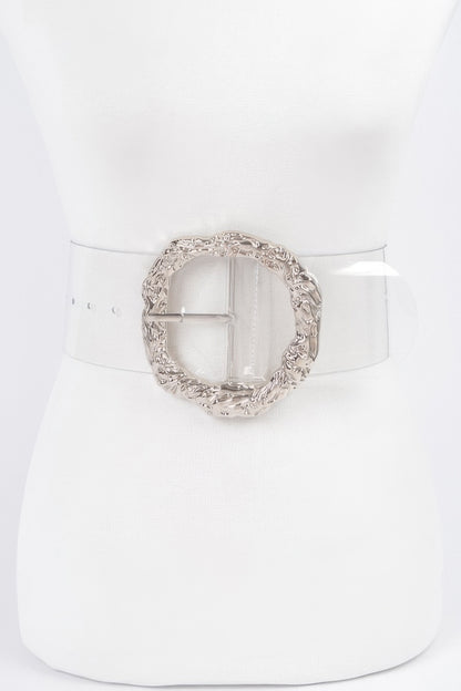Big Vintage Round Metal Buckle Clear Belt