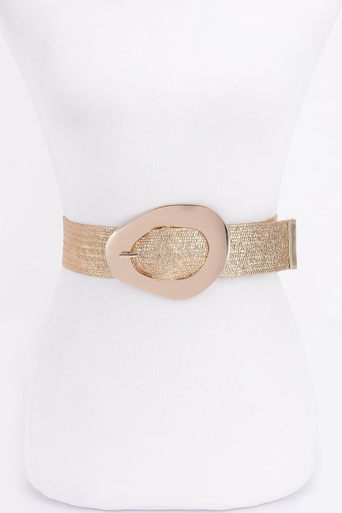 Vintage Metal Buckle Metallic Stretch Straw Belt