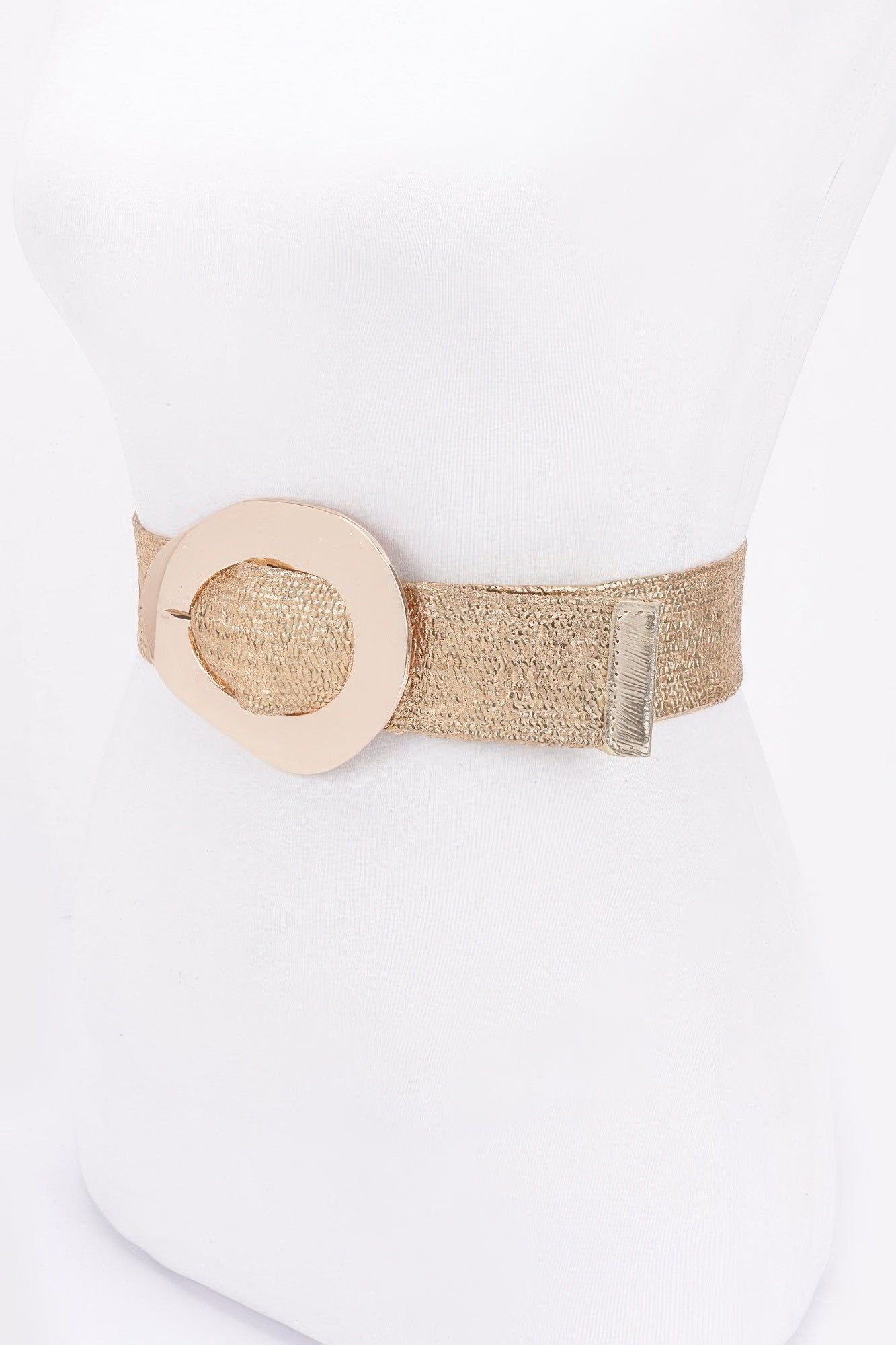 Vintage Metal Buckle Metallic Stretch Straw Belt