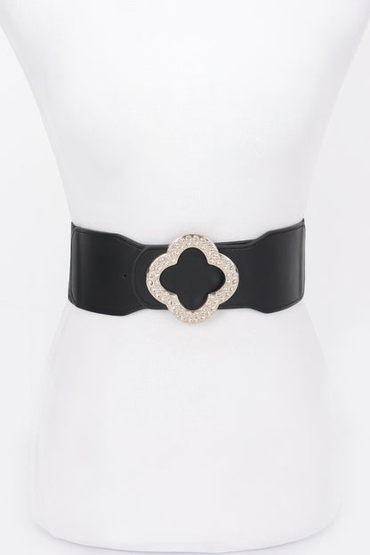 Faux Leather Metal Metal Buckle Stretch Belt