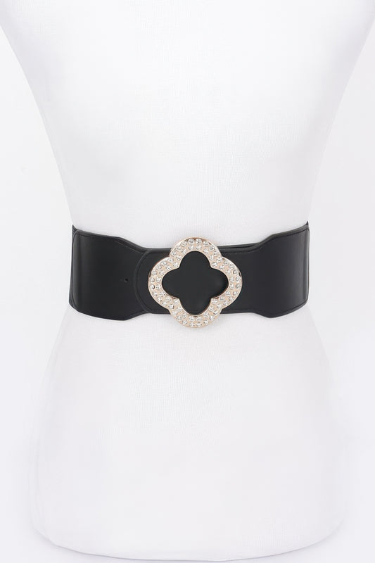 Faux Leather Metal Metal Buckle Stretch Belt