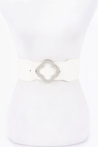 Faux Leather Metal Metal Buckle Stretch Belt