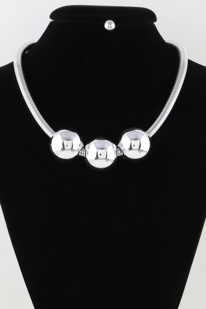 Triple Shiny Bead Statement Necklace